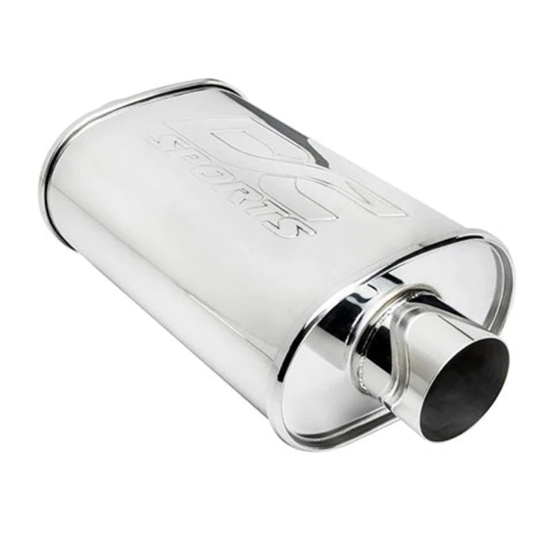 DC Sports Universal Oval Muffler - 2.5" Inlet/3.0" Outlet (DCMU-2503-ST)