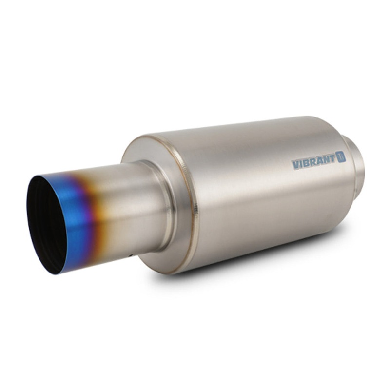 Vibrant Titanium Muffler w/Straight Cut Burnt Tip - 2.5in. Inlet / 2.5in. Outlet (17560)