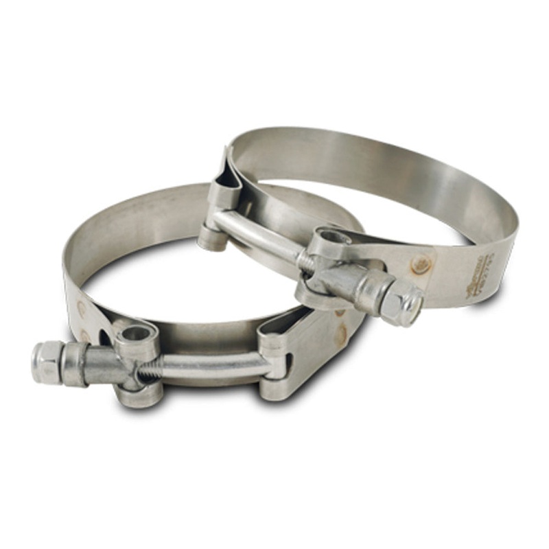 Vibrant SS T-Bolt Clamps - Pack of 2 - Size Range: 3.50in to 3.80in O.D. For use w/ 3.25in I.D. coupling (2803)