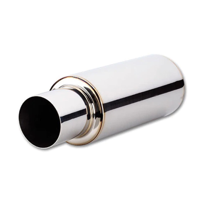 Vibrant TPV Round Muffler - 23in Long with 4in Round Tip Straight Cut - 2.5in inlet I.D. (1057)