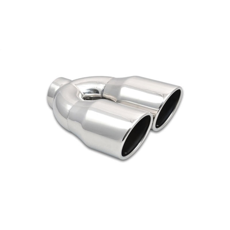 Vibrant 2.5in ID Dual 3.5in OD Round SS Exhaust Tip - Single Wall Angle Cut (1326)